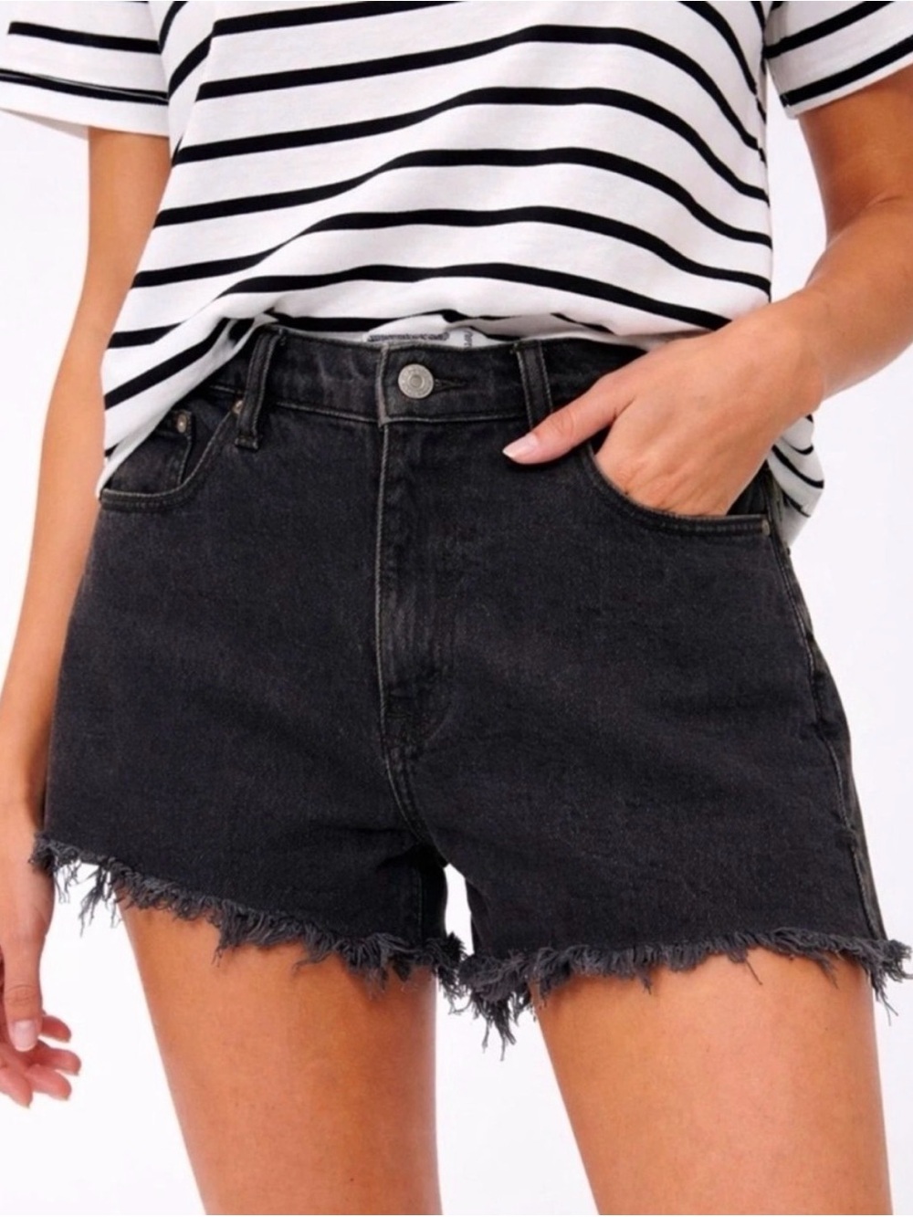 Abercrombie & Fitch Black High Rise Mom Shorts 14/32